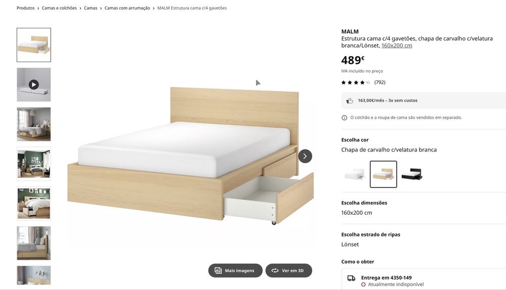 Cama Malm em Carvalho / ikea