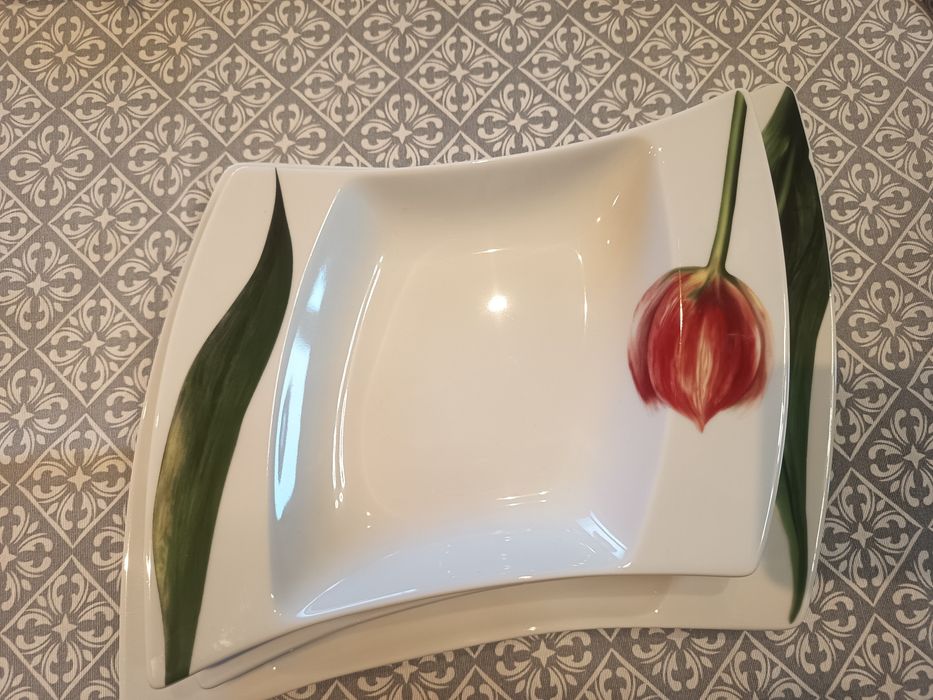 Komplet porcelanowych  talerzy, serwis Lubiana, Wing 4699, 6 os