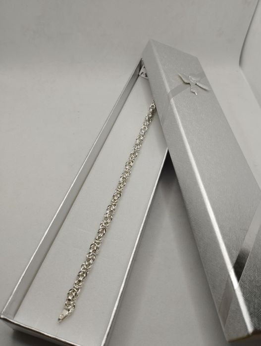 Srebrna bransoletka, królewski splot, próba 925, długość 20 cm