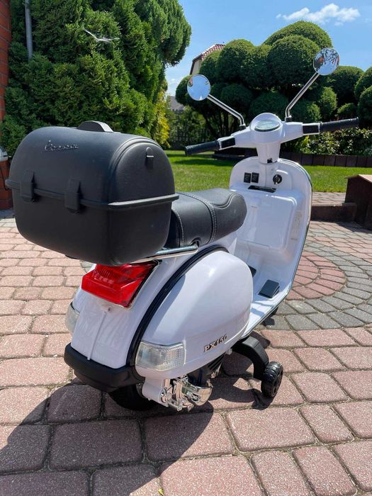 NOWY Motor Skuter na akumulator dla dzieci Vespa 2 Silniki Skóra