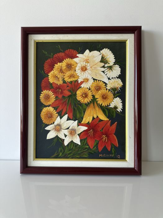 Quadro Original a Óleo – Mirinho (1992) – Natureza-Morta Floral