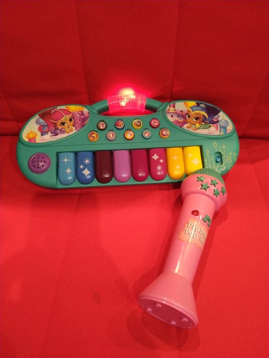 Teclado e microfone com música, brinquedos criança