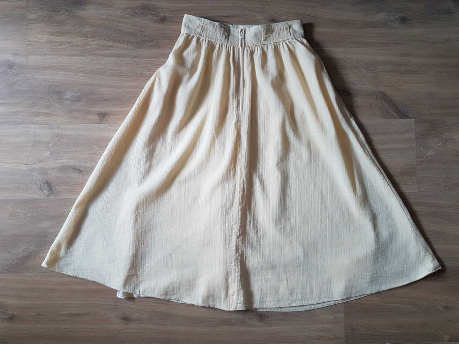 Vintage żółta bawełniana spódnica z kieszeniami West Germany roz. 36