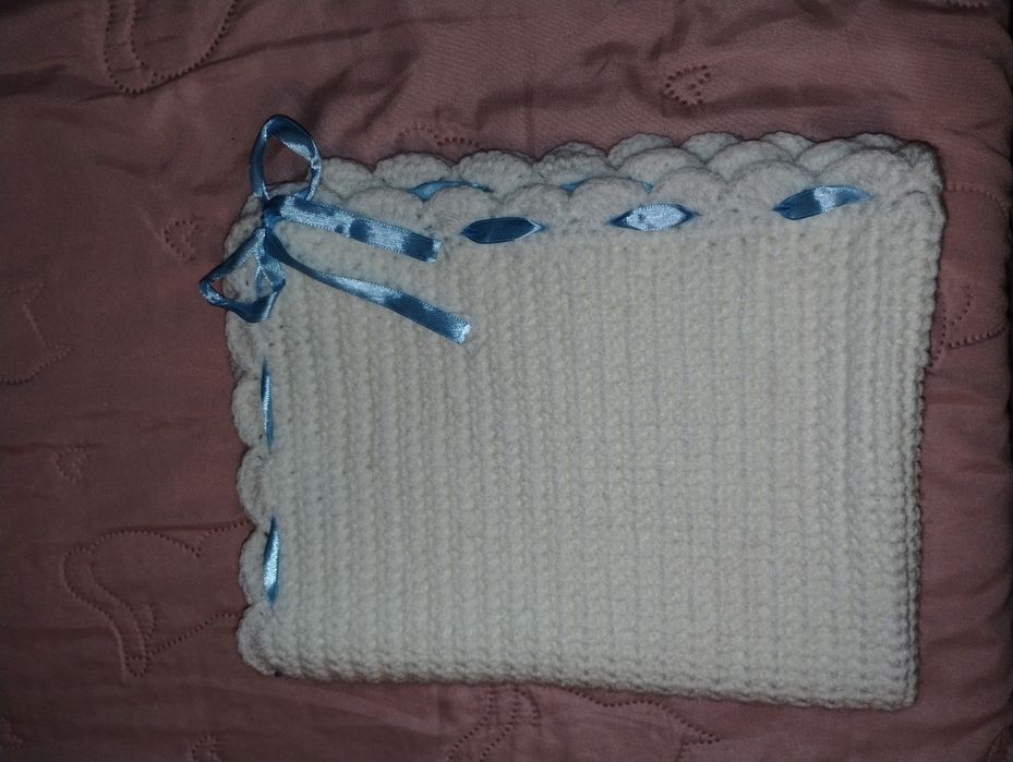 Kocyk Białe nakrycie niemowlęce do wózka Nowe Chrzest