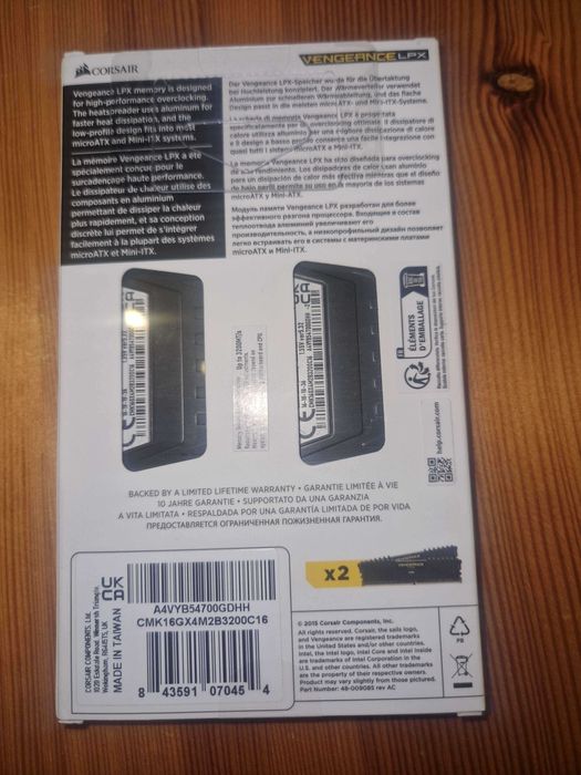 Corsair Vengeance Lpx DDR4 Ram 16 GB (2 x 8), 3200Mhz cl16