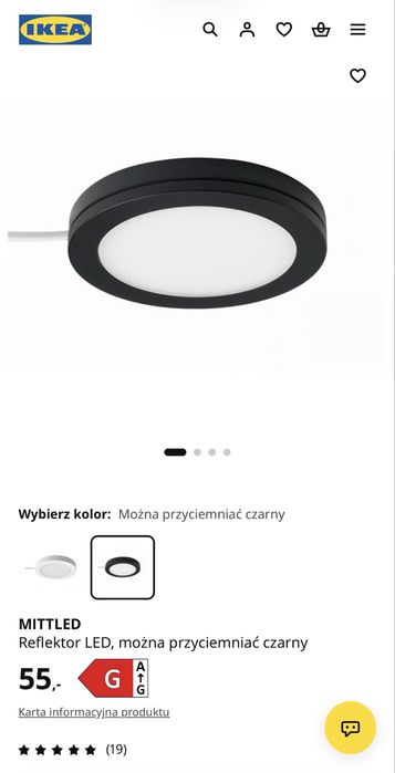 MITTLED Reflektor LED Czarny (2 za 55)