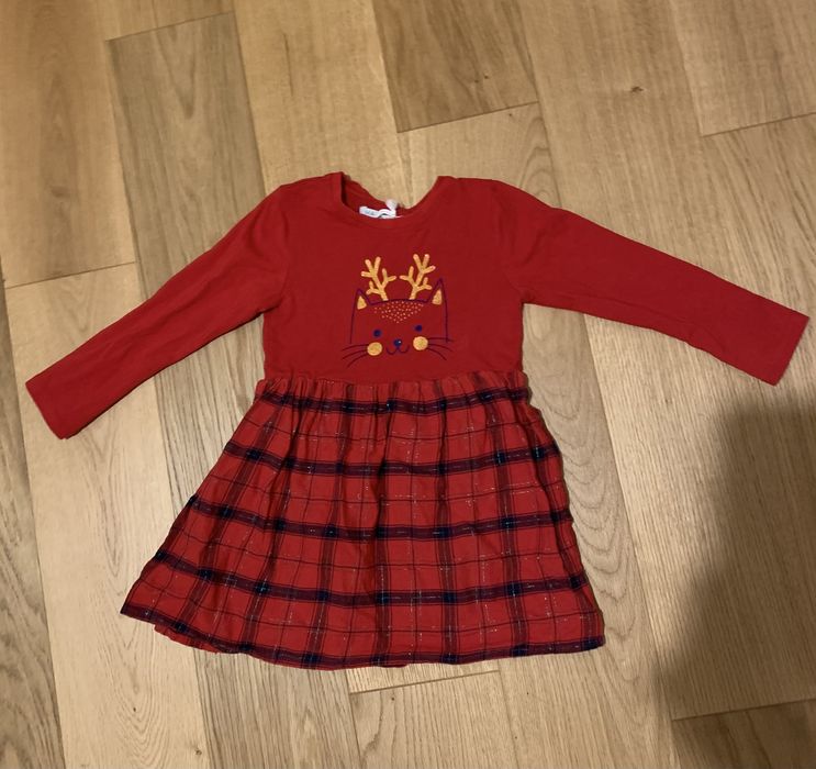 Sukienka świateczna czerwona kratka r. 104