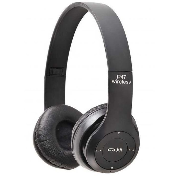 Słuchawki bezprzewodowe nauszne na głowę wygodne czarne z mikrofonem