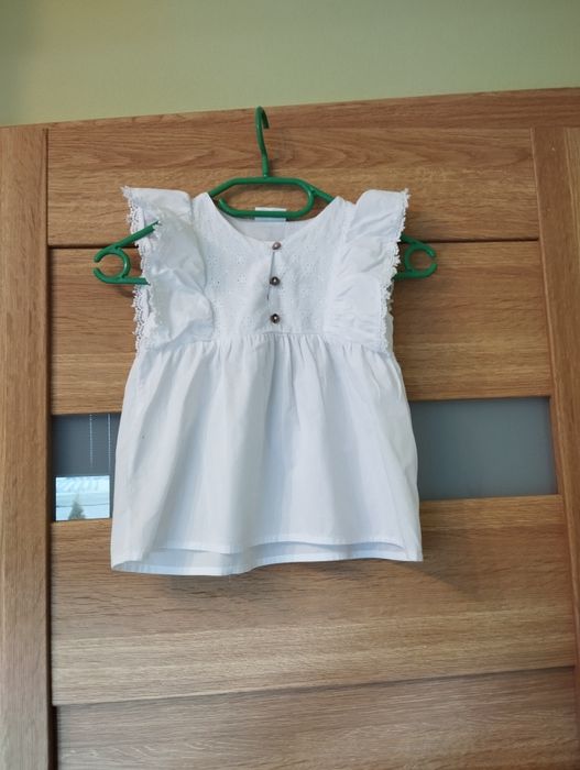 Biała koszula dla dziewczynki 98 104 z krótkim rękawem