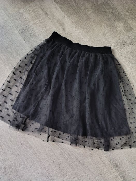 Czarna elegancka spódniczka #kropki #tiul