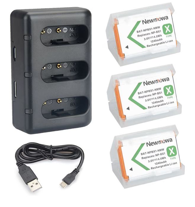 Conjunto de Baterias (3 baterias) e kit de carregador para câmera Sony