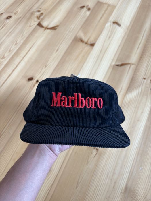 Nowa 90s Vintage Marlboro czarna sztruksowa czapka