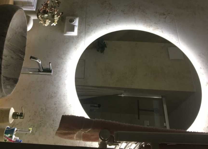 Nowe Lustro Okrągłe Led Podświetlane Łazienkowe Śr. 70cm Szlifowane