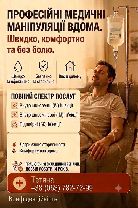 Крапельниці та уколи вдома /Послуги медичної сестри.