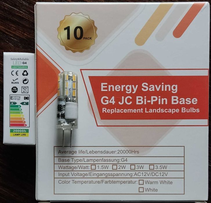 G4 LED 12v лампа светодиодная 3000К 10шт. упаковка