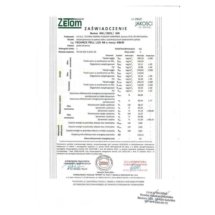 Kotły Kocioł Piec TECHNIX PELL LUX 48 kW na pellet - PRODUCENT