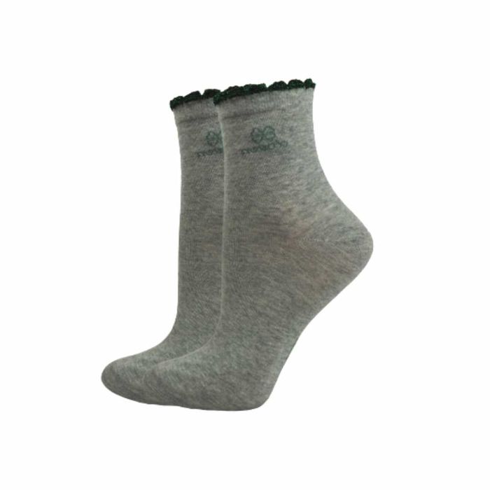 Długie skarpetki damskie bawełniane z falbanką szare 38-41