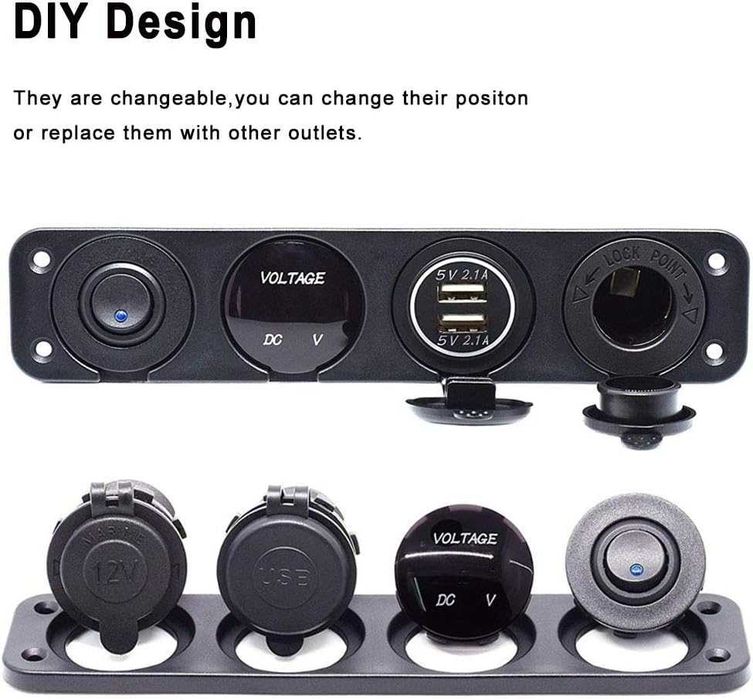 Painel de interruptores para carro e barco à prova d'água com led 12v