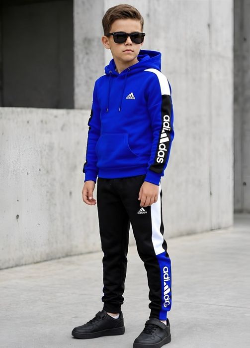 Теплий дитячий спортивний костюм Адідас на флісі для хлопчика Adidas утеплений