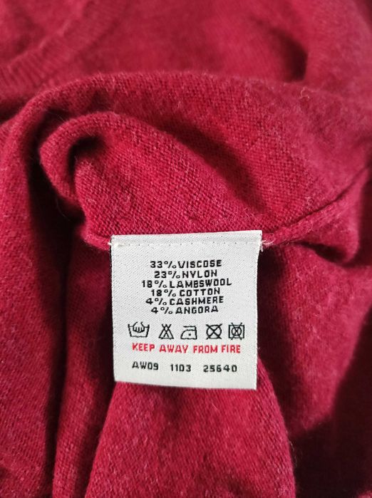 Kardigan damski malinowy lambswool cashmere angora White Stuff 38 M