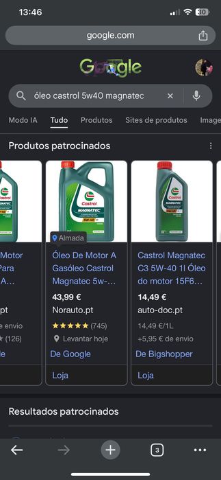 Óleo Castrol Magnatec c3 5w40 4 litros