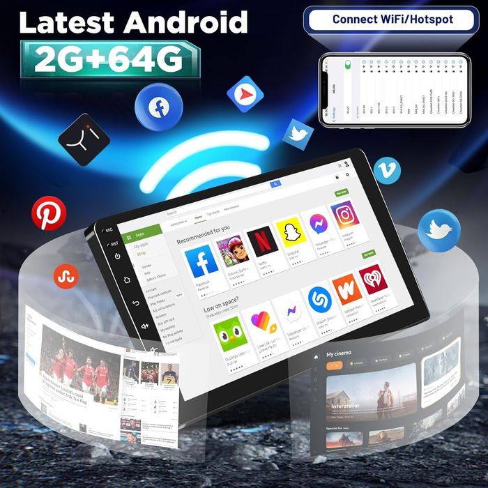 Rádio Android 9" Mercedes CarPlay WiFi GPS