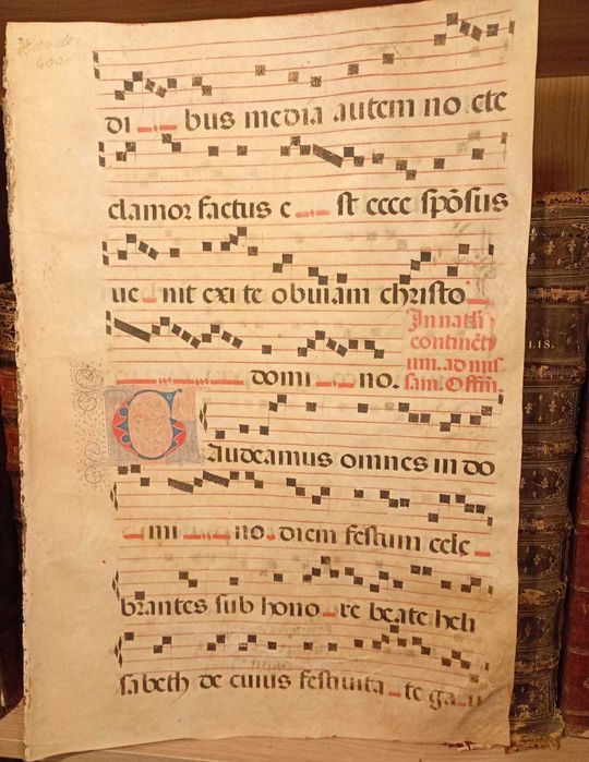 Stary Manuskrypt Folio ok. 1490 Graduał Średniowieczny - Karta