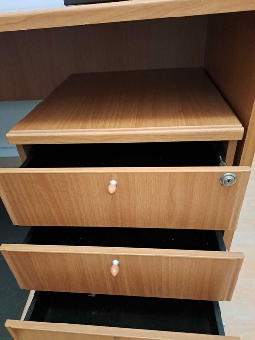 Mesa escritório e bloco de gavetas cerejeira maciça64553059282178121