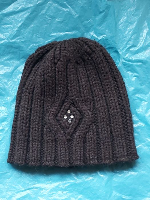 CZAPKA damska brąz z cyrkoniami zimowa