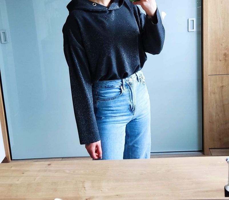 Bluza szara błyszcząca z kapturem S Pull&Bear