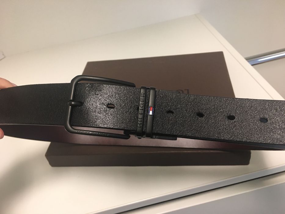 Oryginalny pasek TH tommy hilfiger meski czarny skora skorzany