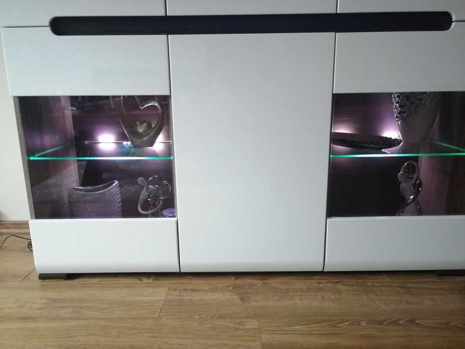 Zestaw mebli , meble BRW Azteca biały wysoki połysk