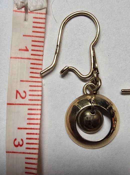 Złote wisząca kolczyki prl