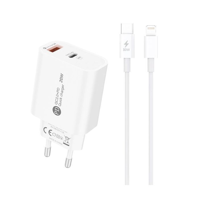 Ładowarka sieciowa A6MaxL 20W USB-A USB-C z kablem USB-C - Lightning