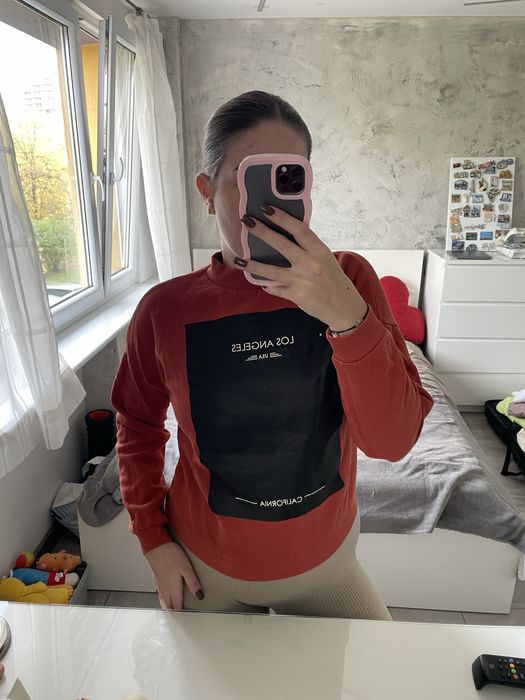 Pomarańczowa bluzka z długim rękawem H&M – S