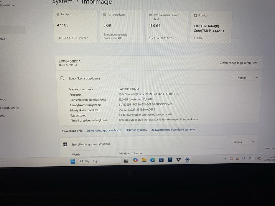 Laptop acer nitro v 15