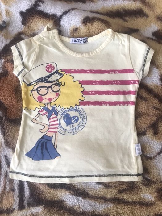 Белый реглан, кофта, синие лосины, леггинсы Inextenso, футболка 86р.