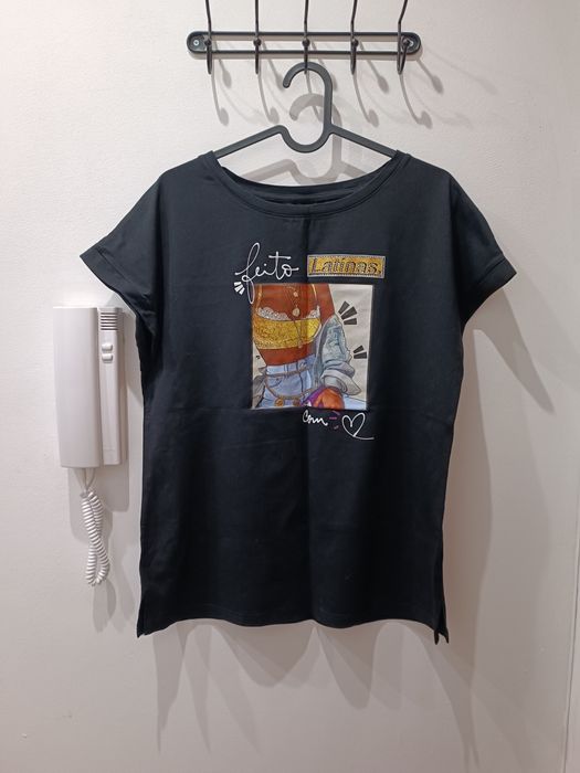 Bluzka t-shirt damski czarny r.M