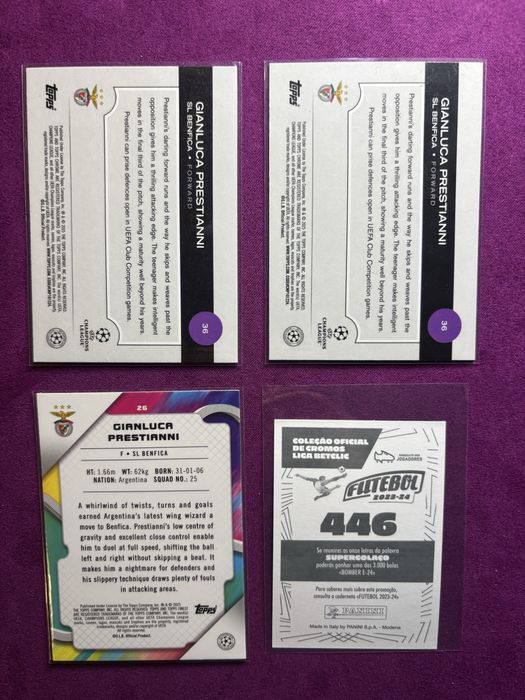 Cartas Rookies Prestianni Benfica