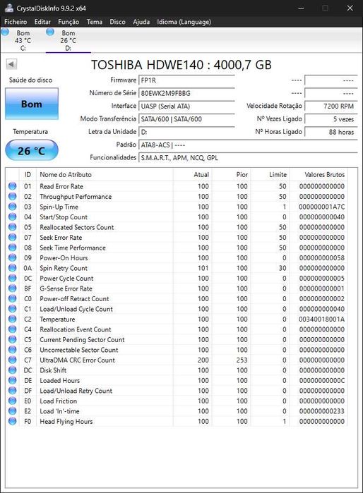 Disco HDD Toshiba X300 4TB 3.5 SATA 7200rpm 128MB - HDWE140
