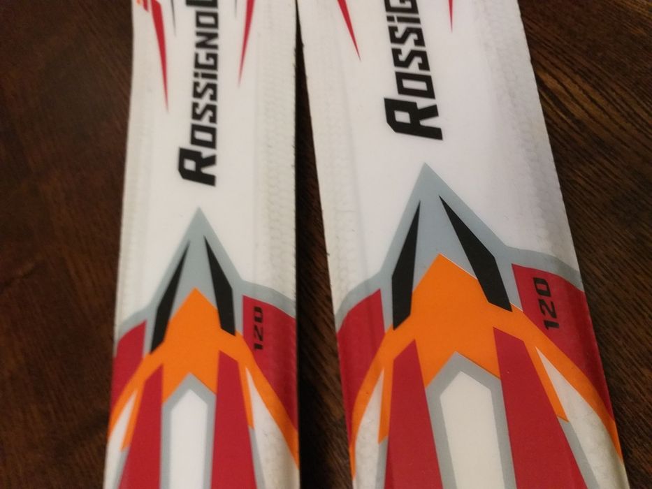 Дитячі гірські лижі rossignol ботінки з кріпленням, палки 22 розмір