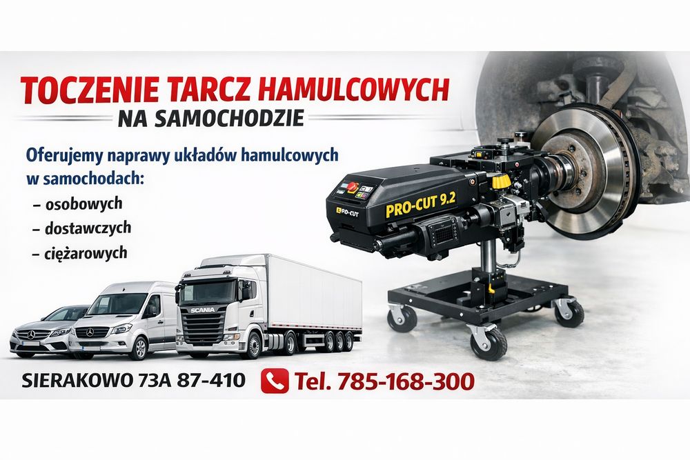 Toczenie tarcz hamulcowych  na samochodzie