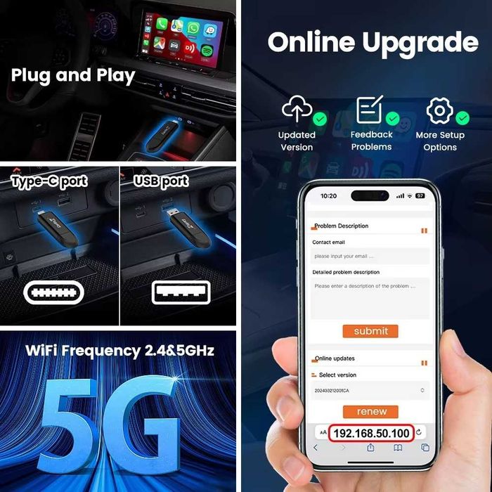 Адаптер для беспроводного Apple CarPlay - CarlinKit Mini SE / Mini 5