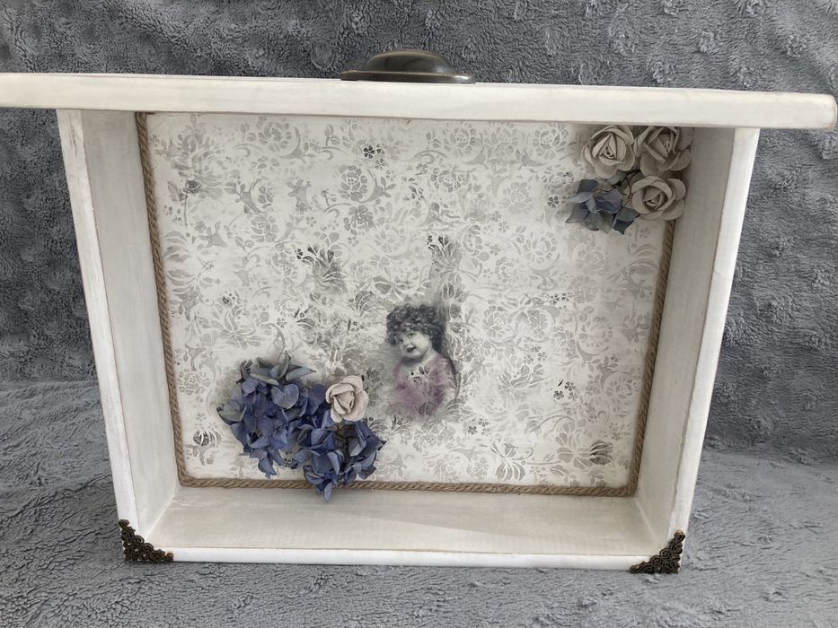 Szuflada ozdobna, vintage, ala antyk, aniołki