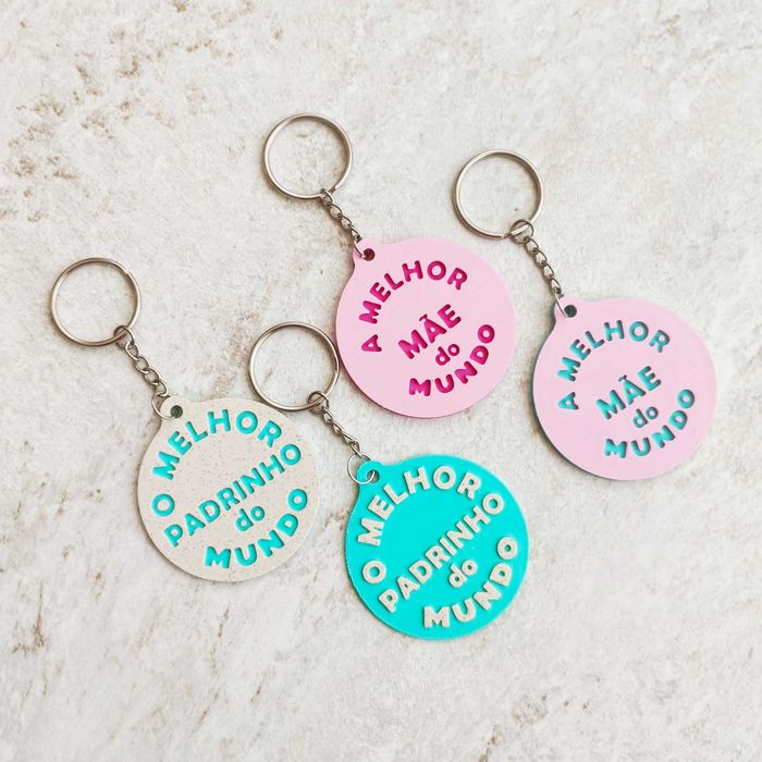 Porta-Chaves "Melhor pai/mãe/Padrinho/madrinha/avó/avô/amigo/amigado Mundo" — Personalizado
