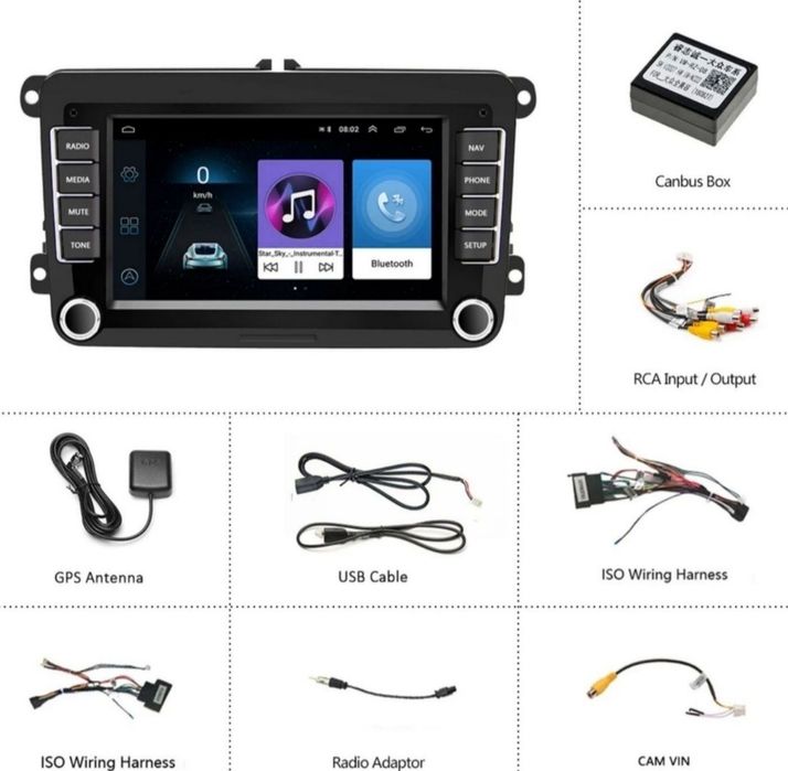 Radio Android 2DIN GW.24MSC VW Seat Skoda Passat Golf Octavia Superb