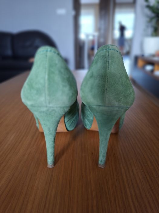 Szpilki zamsz zielone r.39