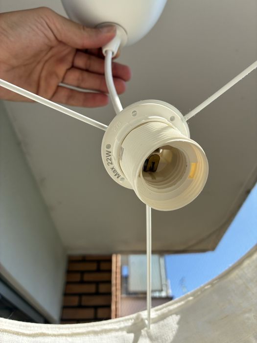 Candeeiro de Teto / Suspensão IKEA em Linho Branco (Ollsta + Nymö) Completo e Como Novo