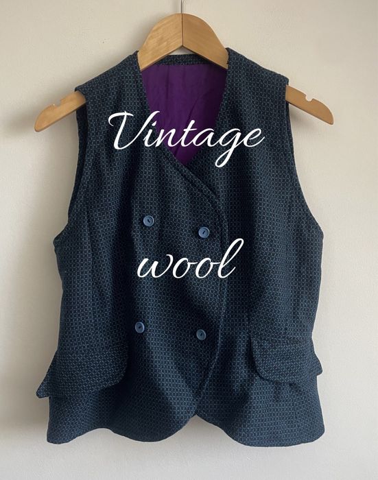 100% vintage welniana dwurzedowa kamizelka wool