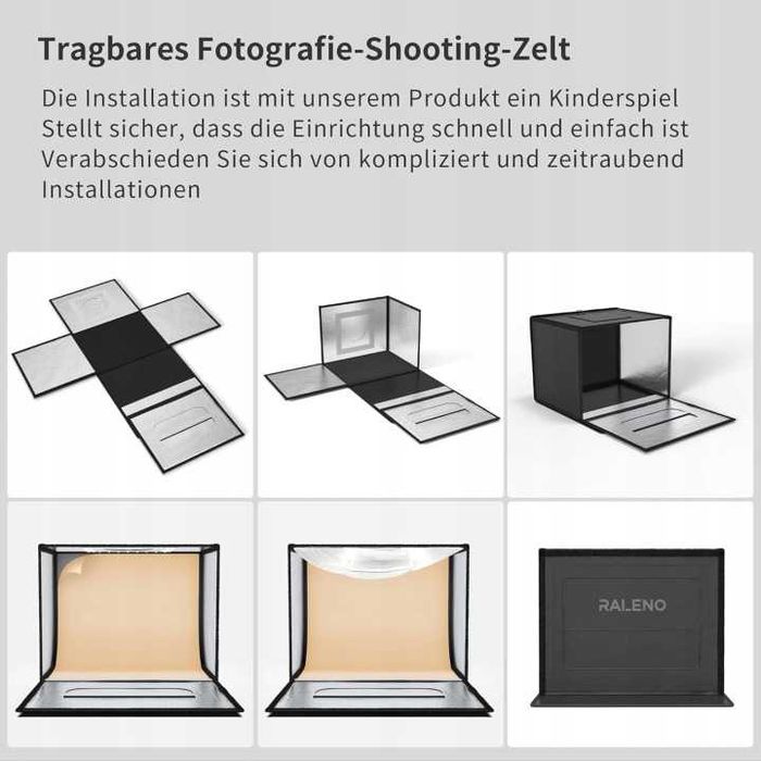 RALENO Photo Studio Box PKL-D550 Pudełko na Zdjęcia 6 Kolorów Tła
